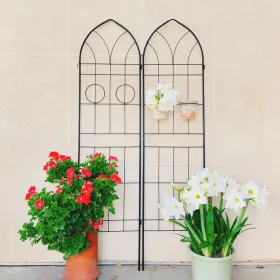 2 Pack Metal Garden Trellis 78.7" X 19.7" Rustproof Trellis For Climbing Plants Outdoor Flower Support Black