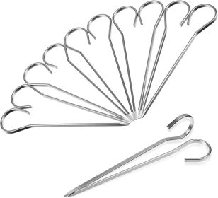 12 Pcs Mini Short Barbecue Needles 4.75 Inch Flat Stainless Steel Skewers Metal Barbecue Skewers Reusable Hook Style BBQ Skewer Heavy Duty Shish