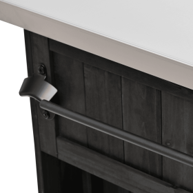 Outdoor Kitchen Island Fir Wood Kitchen Island with Stainless Steel Top, Ample Storage Space, Towel and Spice Racks and a Bottle Opener for Outdo