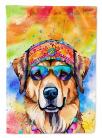 Hippie Dawg House Flag Large Porch Sleeve Pole Decorative Outside Yard Banner Artwork Wall Hanging, Polyester, House Size, Multicolor