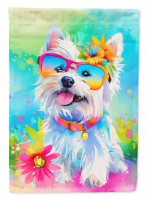 Westie Hippie Dawg House Flag Large Porch Sleeve Pole Decorative Outside Yard Banner Artwork Wall Hanging, Polyester, House Size, Multicolor