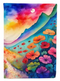 Geraniums in Color House Flag Large Porch Sleeve Pole Decorative Outside Yard Banner Artwork Wall Hanging, Polyester, House Size, Multicolor