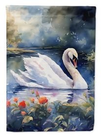 Swan House Flag Large Porch Sleeve Pole Decorative Outside Yard Banner Artwork Wall Hanging, Polyester, House Size, Multicolor