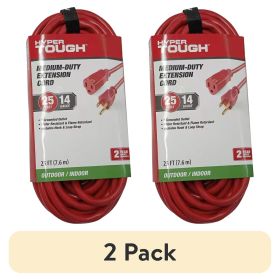 (2 pack) 25FT 14AWG 3 Prong Red Extension Cord for Indoor and Outdoor Use, 15 Amps