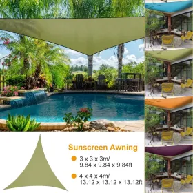 9.84ft Shade Sail Patio Cover Shade Canopy Camping Sail Awning Sail Sunscreen Shelter Triangle Cover (Option: GREEN)
